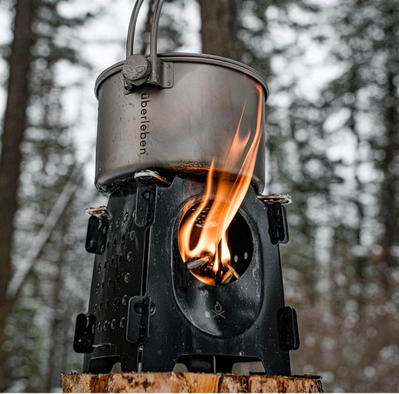 Ã¼berleben | Stöker Wood Burning Camping Stove – 18oz Flatpack Stainless Steel Wood Stove for Backpacking, Hiking & Outdoor Cooking – Portable, Folding Camping Essentials (Carbon Black) - Image 5